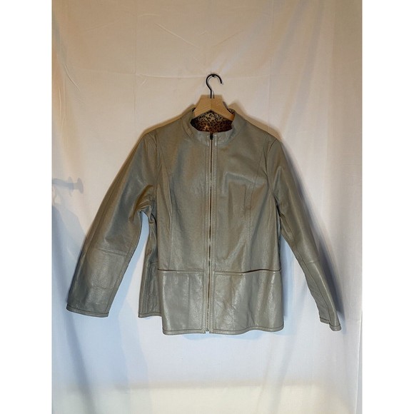 Chico’s Geniune Leather Glam Cat Lacaya  Reversible  Cheetah Jacket Sz 3 XL NWT - Picture 3 of 8